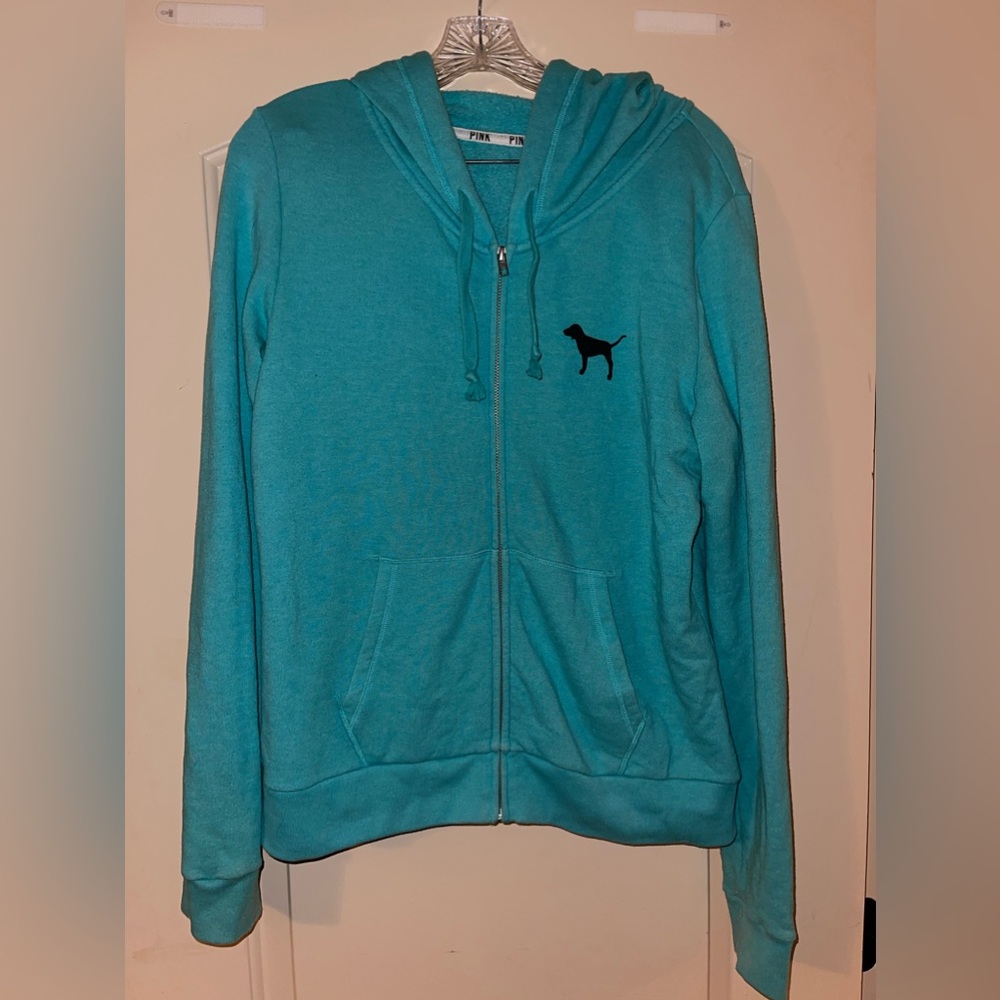 VS PINK Teal w/ floral zip jacket